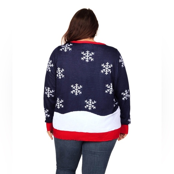 Tipsy Elves WOMEN'S WINTER WHALE TAIL PLUS SIZE UGLY CHRISTMAS SWEATER |NEW/NWOT - Picture 2 of 7